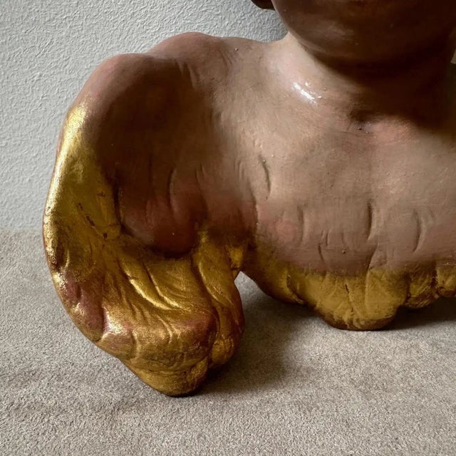 Mid-19th Century Baroque Style Hand-Painted Ceramic Italian Angel For Sale - Image 10 of 10