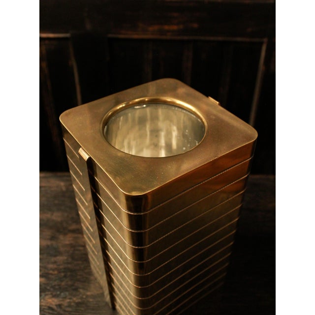1970s Italian Architectural Gilt Ribbed Brass Bottle Cooler, 1970s For Sale - Image 5 of 7