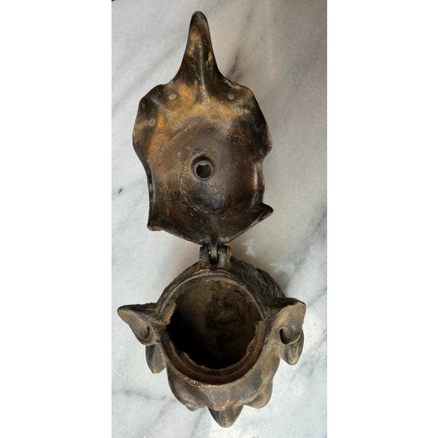 Bronze Late 19th Century Victorian Gothic Revival Bronze Devil Inkwell & Match Striker For Sale - Image 8 of 10