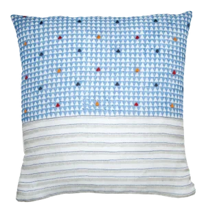 Triangles & Stripes Pillow Cover - Blue
