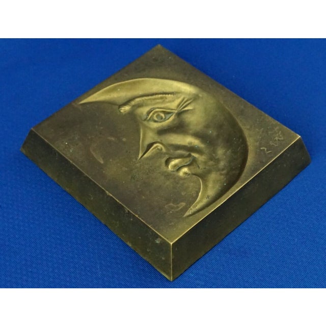 20th Century Man on Moon Gilded Bronze Sculpture of a Crescent Moon by ZEV / Daniel Albert Harris, USA, 1950s For Sale - Image 6 of 16