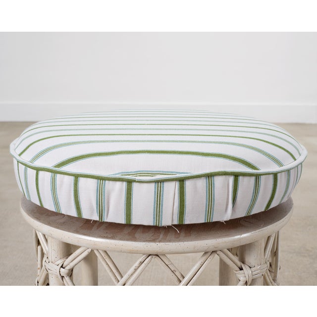20th Century Round Rattan Swivel Ottoman Stool by Ficks Reed For Sale - Image 15 of 18
