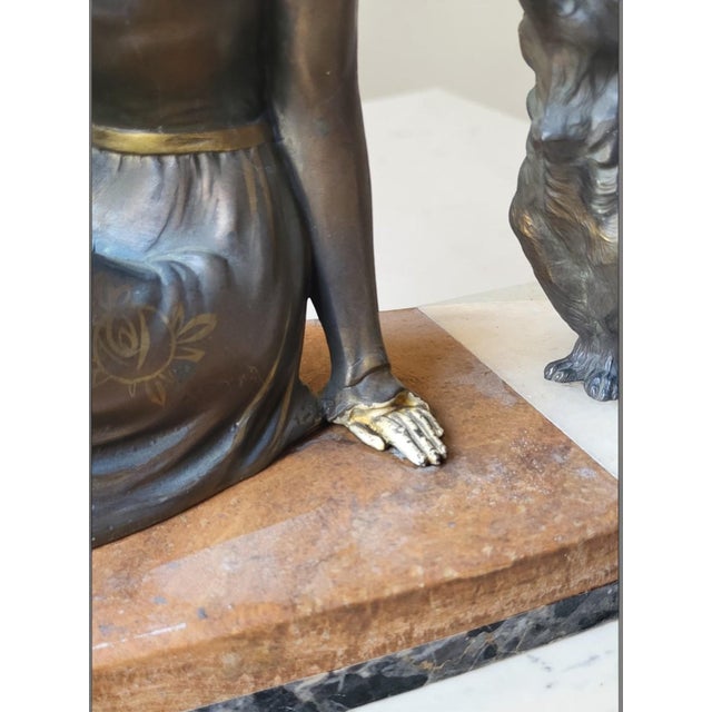 Art Deco Sculpture of Woman and Her Dog, 1930 For Sale - Image 6 of 13