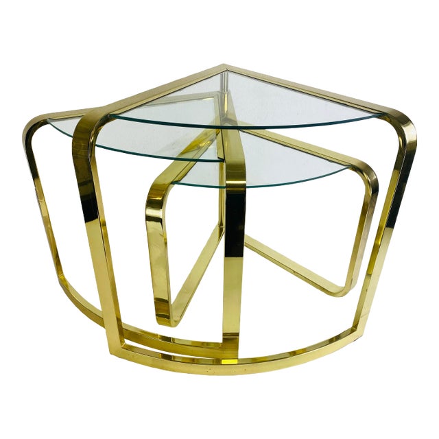 Design Institute of America Brass Modernist Nesting Tables For Sale