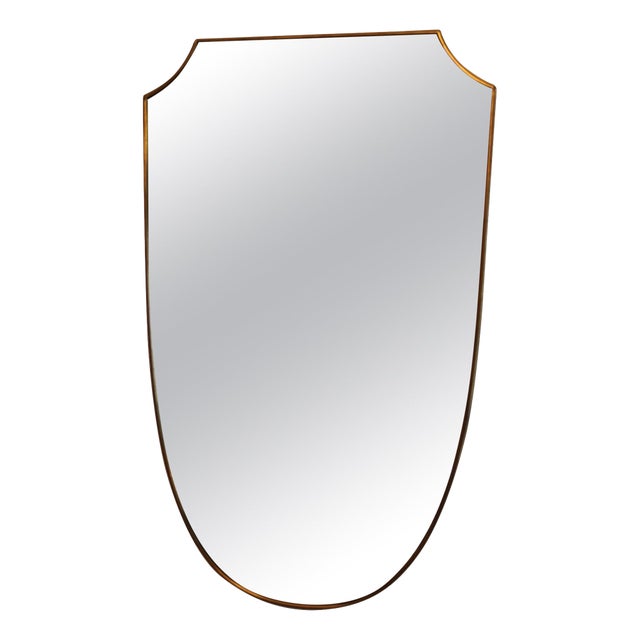 Brass Wall Mirror in the style of Gio Ponti, 1950s For Sale