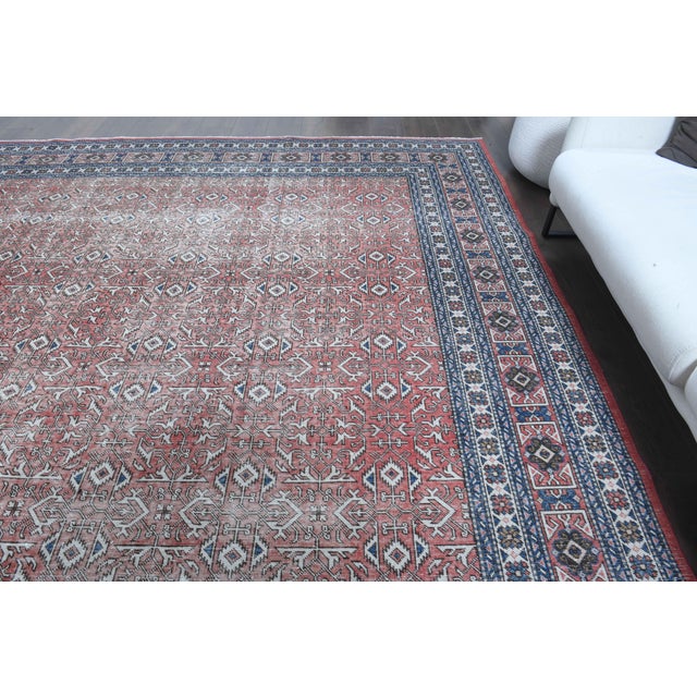 1970s Vintage Persian Handmade Wool Cotton Light Red Area Rug For Sale In San Francisco - Image 6 of 11