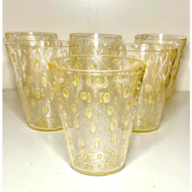 Italian Striulli Verte D’Arte Murano Glasses Set Signed - Set of 6 For Sale - Image 3 of 7