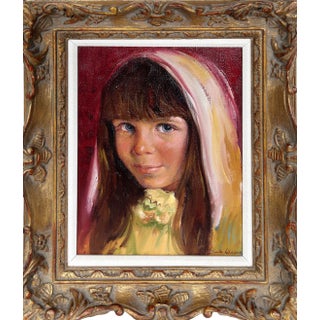 Sandu Liberman, Portrait of a Girl, Oil on Canvas For Sale