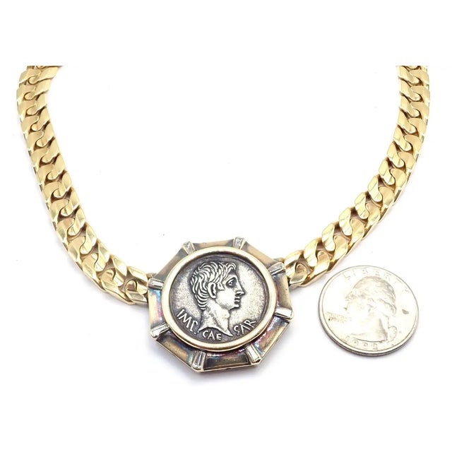 Contemporary Antique Bulgari Coin Monete Diamond Yellow Gold Link Chain Necklace For Sale - Image 3 of 12