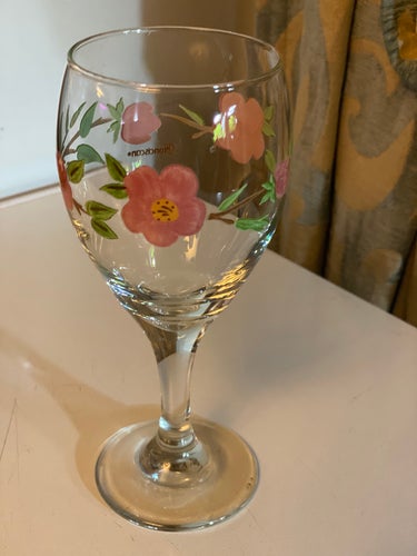 2000s Franciscan Desert Rose Wine Glasses- a Pair