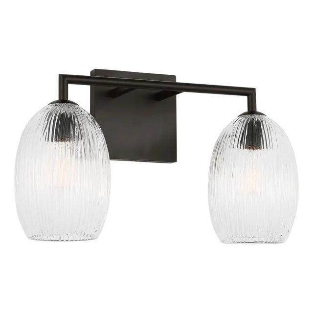 Hable by Visual Comfort Studio Serafina 2-Light Vanity Sconce in Aged Iron Black Finish For Sale