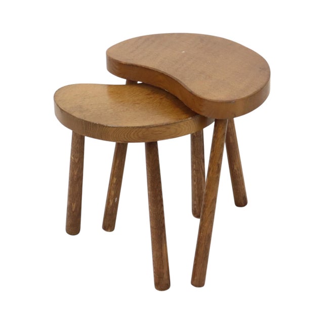 Vintage Wooden Kidney-Shaped Nesting Tables Wood, 1960s, Set of 2 For Sale - Image 14 of 17