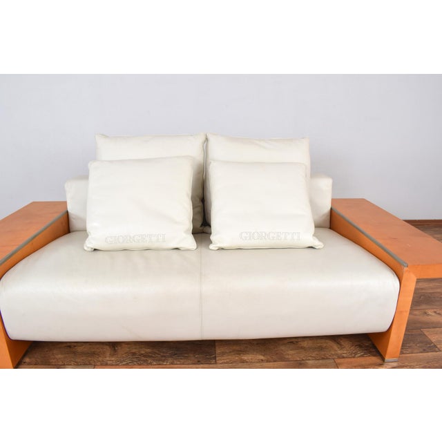 Wood Italian Leather Sofa from Giorgetti, 1980s For Sale - Image 7 of 16