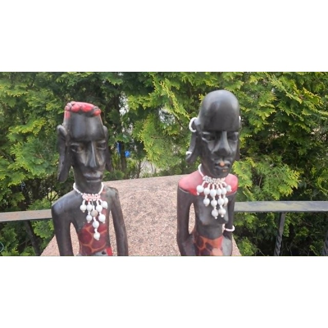 Masai Wooden Sculpture, 1960s, Set of 4 For Sale - Image 4 of 17