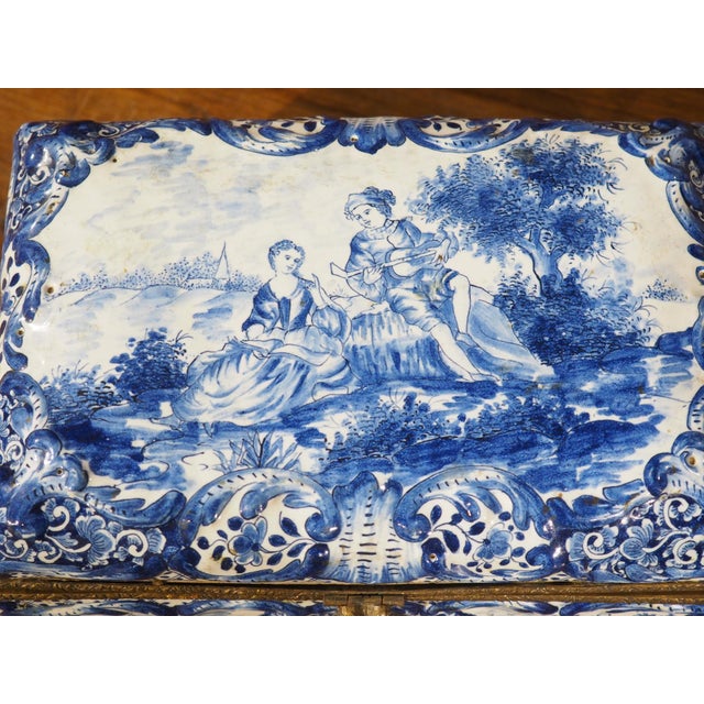Hand Painted Blue and White Delft Table Box, Circa 1850 For Sale - Image 17 of 17