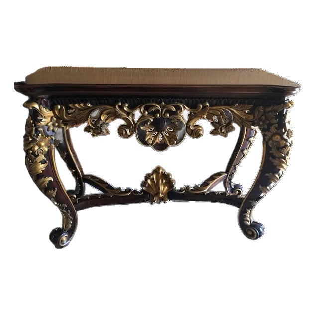 Italian Gold Filigree Console Table For Sale