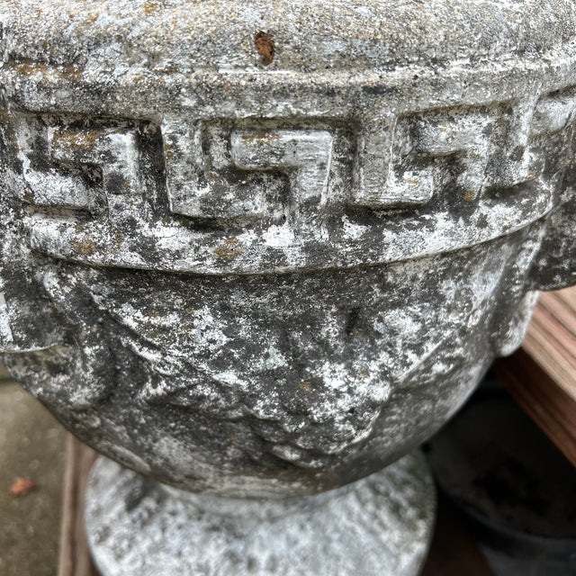A Pair of Carden Planters With Vintage Greek Key and Grapevine Motif on Pedestal Foot For Sale - Image 9 of 12
