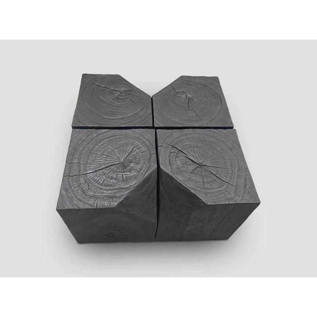2010s Andrianna Shamaris Modular Charred Suar Wood Coffee Table For Sale - Image 5 of 6