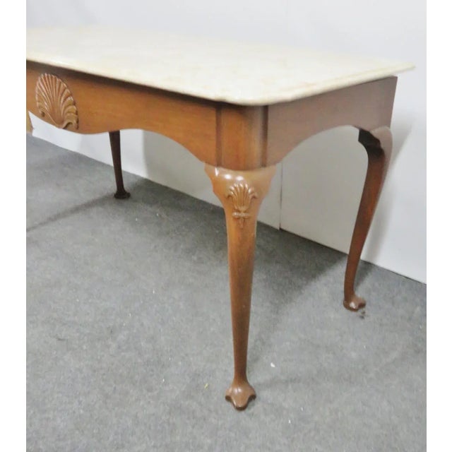Kittinger Kittinger Colonial Williamsburg Cw155 Mahogany Marble Top Table For Sale - Image 4 of 9