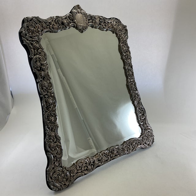 Metal After a XIX - C. Rare Gem Silver Victorian Mirror , One of a Kind. For Sale - Image 7 of 18