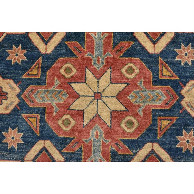 Kazak Rug 10’10” X 14’11” Red Wool Tribal Hand-Knotted Oriental Carpet For Sale - Image 9 of 15