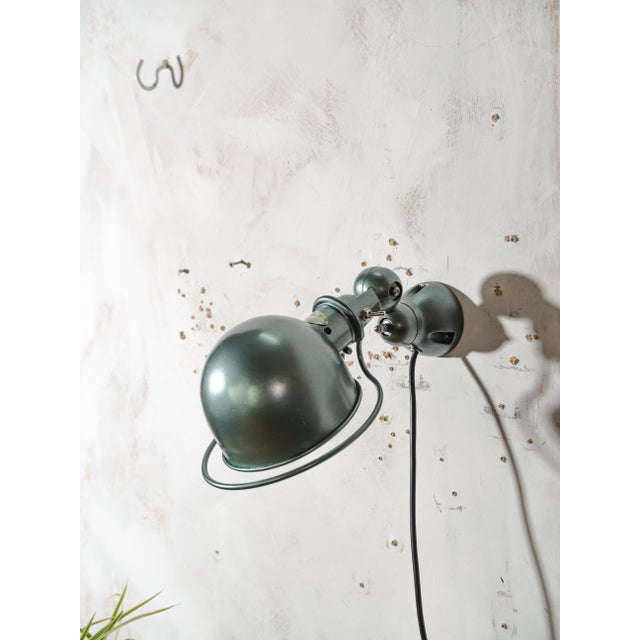 French Industrial Green Metallic Wall Sconce by Jean Louis Domecq for Jieldé, 1950s For Sale - Image 10 of 11