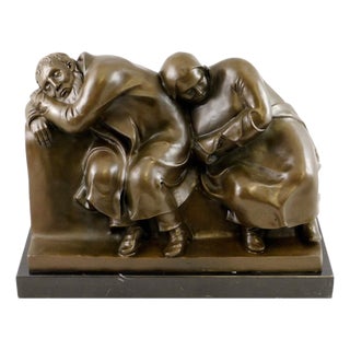 Art Deco 20th Century Sleeping Drifters Sculpture in Bronze For Sale