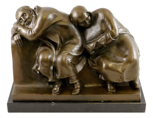 Art Deco Style Sleeping Drifters Sculpture, 20th Century, Bronze