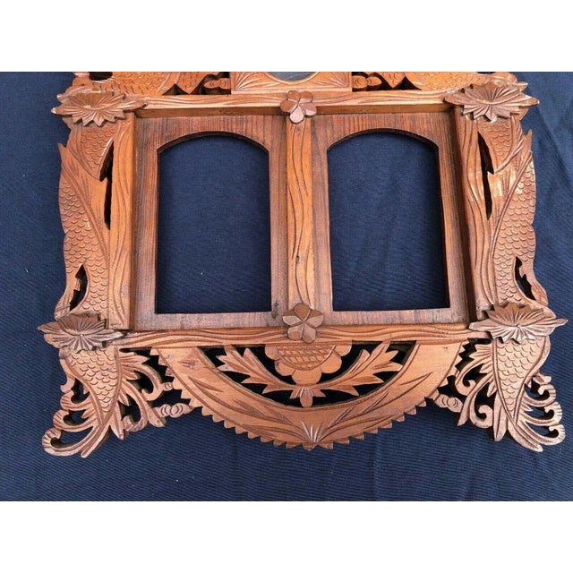 Chinese Antique Chinese Carved Wood Picture Frame With Dragons For Sale - Image 3 of 8