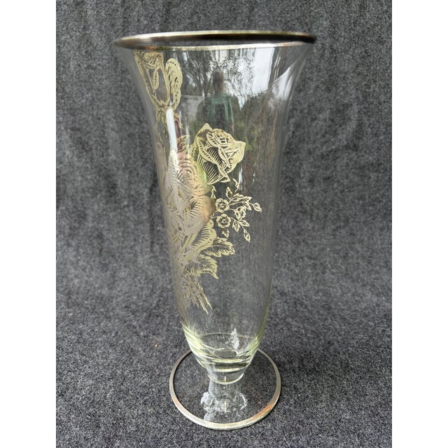 Art Nouveau Vintage Sterling Silver Floral Overlay Vase For Sale - Image 3 of 12