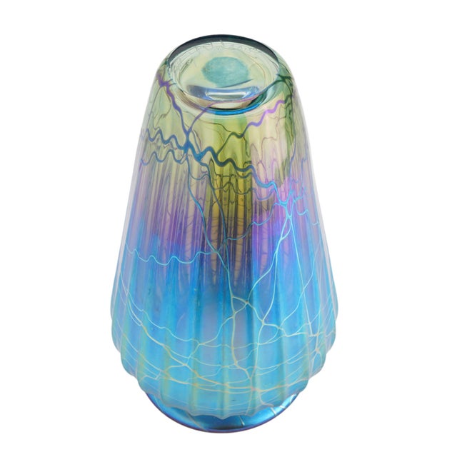 Mayauel Ward Contemporary Iridescent Blue Blown Glass Vase, 2015 For Sale - Image 9 of 12