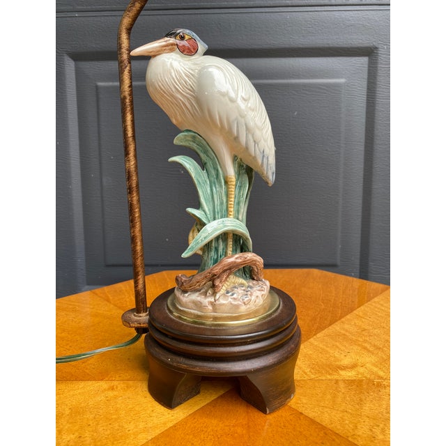 1980s Frederick Cooper for Fitz and Floyd Egret Lamp Chairish