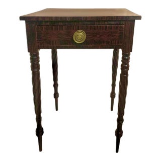 Late 20th Century Mahogany One-Drawer Side Table With Spindle Leg and Brass Handle For Sale