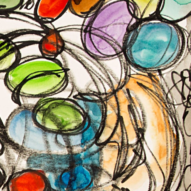 Paper Tormented Circles – Abstract Composition in Oil Markers and Acrylics on Paper – 18 X 24 In For Sale - Image 7 of 7