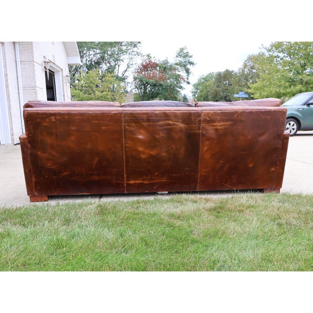 Restoration Hardware Maxwell Leather Sofa - 7ft - Down Filled For Sale In Chicago - Image 6 of 7