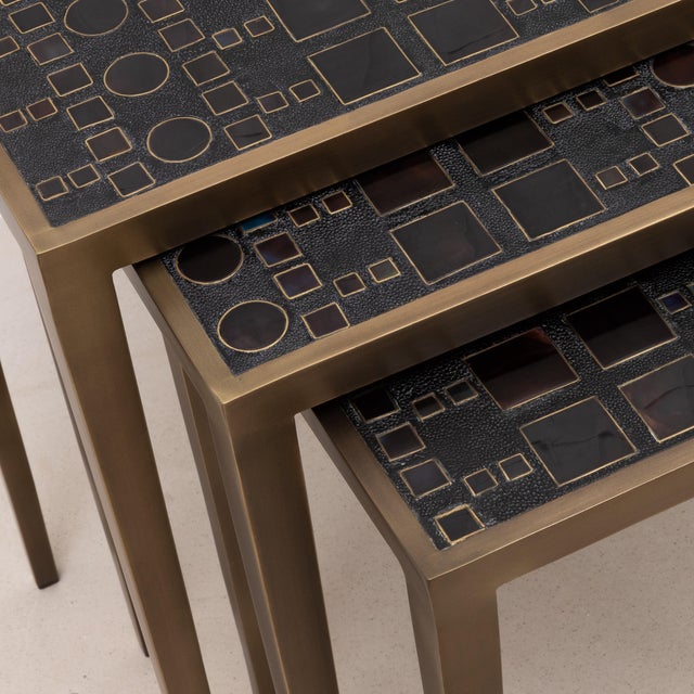 Inspired by the opulent mosaics of Gustav Klimt, this set of three nesting tables by R&Y Augousti is a testament to the...