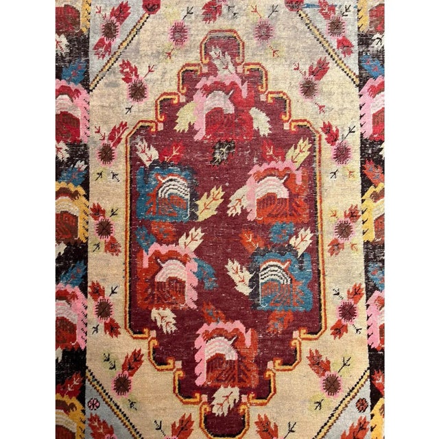 1900s Antique Central Asian Samarkand Rug, handmade and hand-knotted
