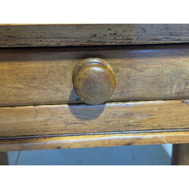 Wood Antique Pine Desk Table With One Drawer From England For Sale - Image 7 of 18