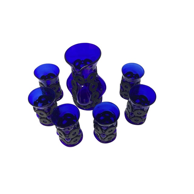 Felipe Deflinger Brutalist Mid Century Cobalt Blue Caged Cocktail Set For Sale - Image 9 of 11