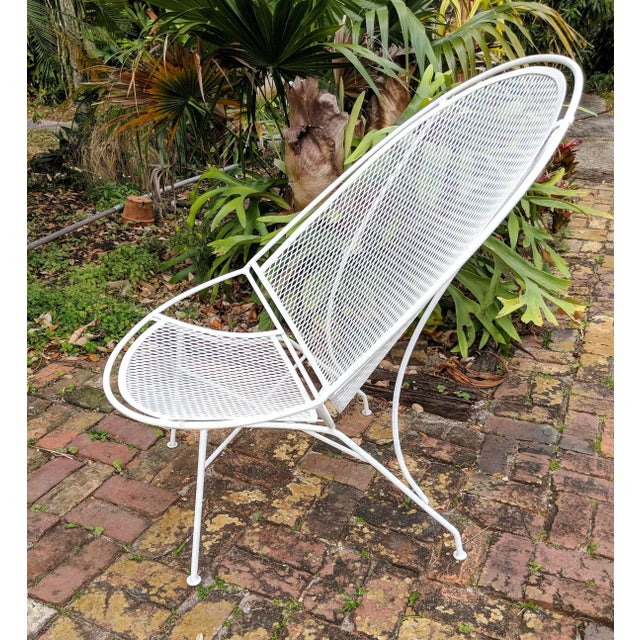 Mid-Century Modern Vintage Salterini Mid-Century Modern "Radar" White Metal Patio Chair, Attributed For Sale - Image 3 of 9