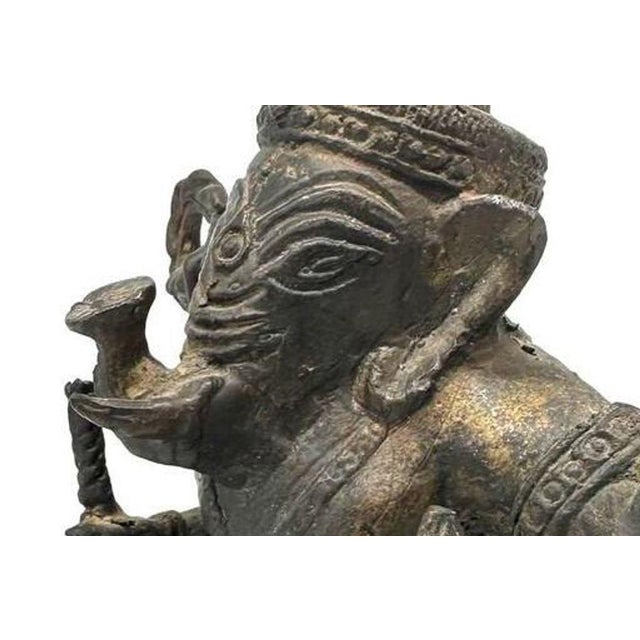 1900 - 1909 Antique Bronze Ganesha Seated Meditation Four Hands Hindu Ganapati Sculpture For Sale - Image 5 of 10