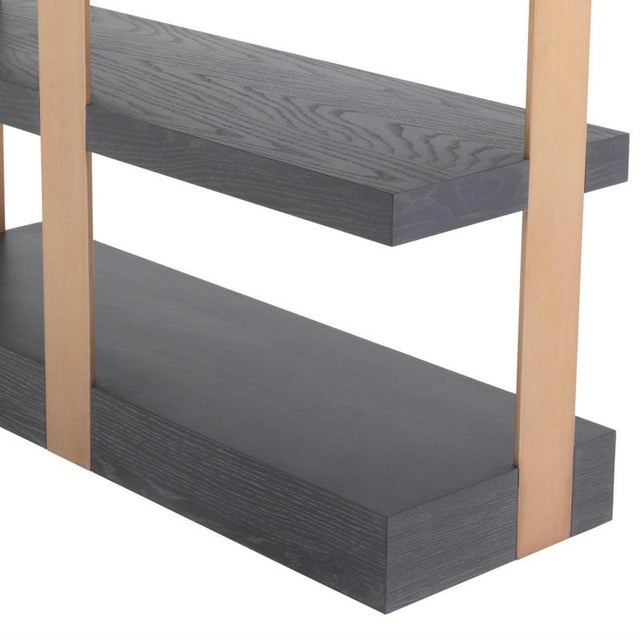 Cabinet in Charcoal Grey Oak Veneer and Brushed Brass Finish For Sale - Image 6 of 7