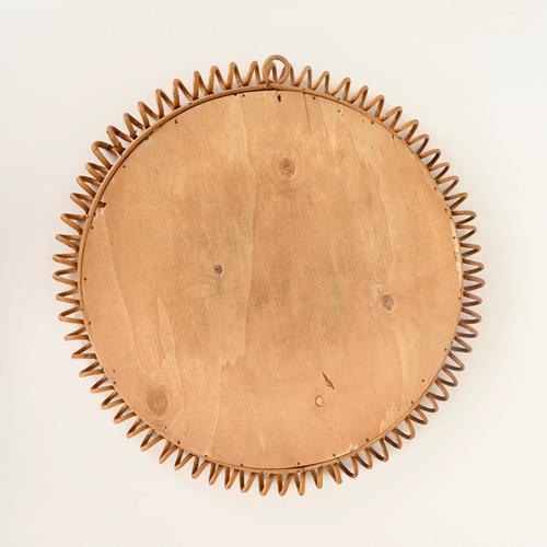 Large Vintage Round Mirror in Rattan and Wicker by Franco Albini, 1960s For Sale - Image 12 of 13