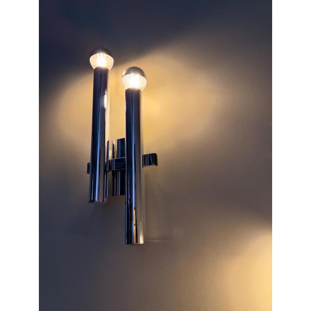 Mid-Century Italian Chrome Sconces attributed to Sciolari, 1970s, Set of 2 For Sale - Image 16 of 18