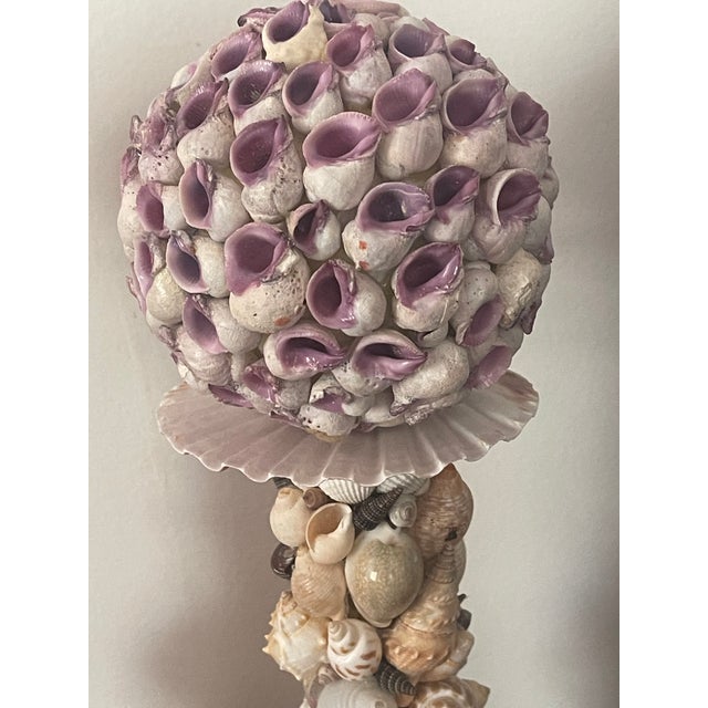 1970s Whimsical Pair Sea Shell Encrusted Candlesticks With Shell Globes and Monkeys Figure For Sale - Image 5 of 8