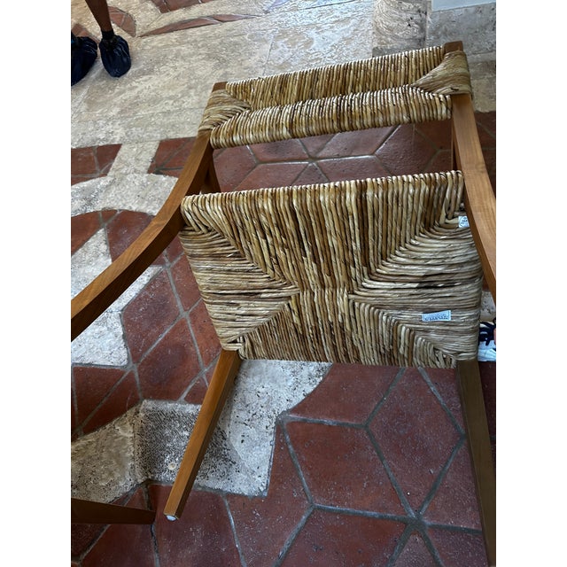Teak & Seagrass Bowie Dining Arm Chair Attributed to Noir For Sale In Miami - Image 6 of 6