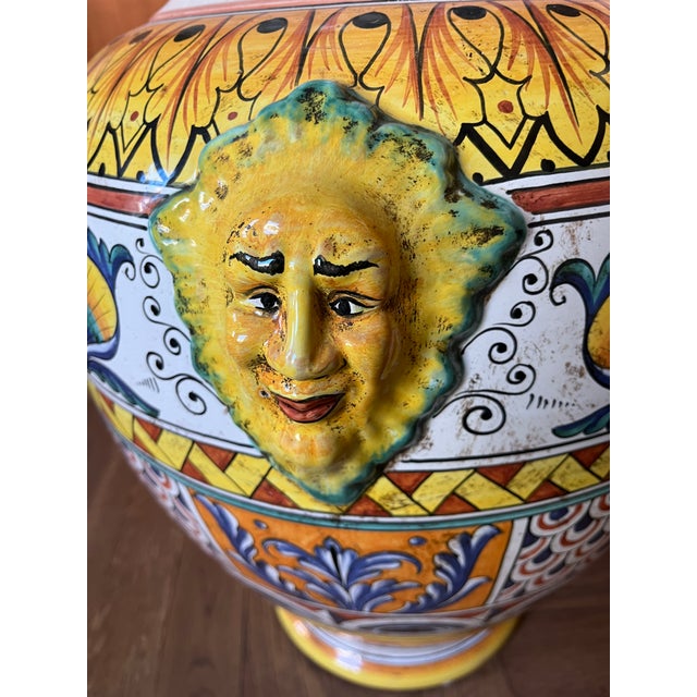 Deruta Late 20th Century Deruta Handmade, Hand Painted Vase/Umbrella Stand For Sale - Image 4 of 10