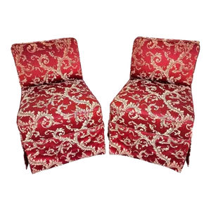 Vintage Fleur De Lys Slipper Chairs Pair