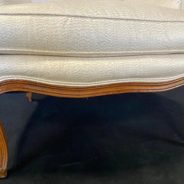 Cream French Louis XV Style Walnut Armchair or Fauteuil For Sale - Image 8 of 8
