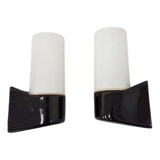 Black Model 6063 Wall Lamps by Wilhelm Wagenfeld for Lindner Leuchten, Set of 2 For Sale